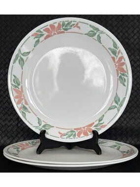 CORELLE 3 DINNER PLATES 10 INCH ISLAND BREEZE VINTAGE 1990 DISCONTINUED VGUC